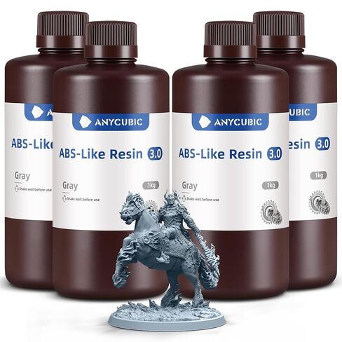 ANYCUBIC 3D Printer Resin, ABS-Like 3.0 Resin for 8K/14K/16K 3D Printing, Strong Strength, High Precision, Low Odor, Wide Compatibility for All LCD Resin 3D Printers (Grey, 1kg) in Saudi Arabia