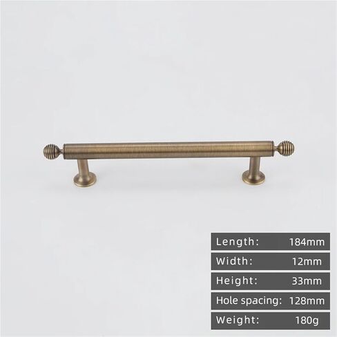 EUBBUMOW Solid Brass Pull Handle Kitchen Cabinet Drawer Gold Stripe Ball 1Pcs(8808-128-Antique) in Kuwait