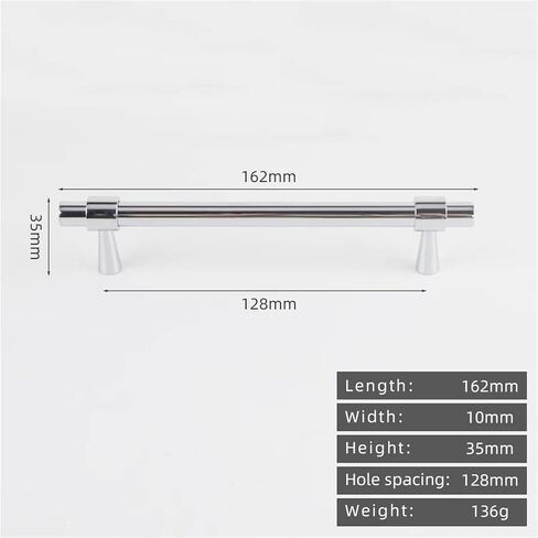 EUBBUMOW Brushed Nickel T-Bar Kitchen Cabinet Chrome Handle Solid Brass 265mm Long 1Pcs(8873-128-Chrome) in Kuwait