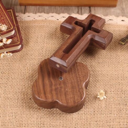 Handmade Walnut Wood Jesus Cross,7.7 x 2.8 Inch Rustic Christian Wall Decor with Strong Hidden Magnets,Spiritual Gift for Home,Church,Baptism,Wedding, Housewarming in Saudi Arabia