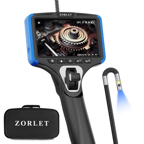 ZORLET Dual Lens Two-Way Articulating Borescope Camera with Light, 5" Inspection Camera Endoscope, 0.25in Slim Probe, Waterproof 5.0FT Snake Camera for Automotive, Mechanics & Engine Inspection in Kuwait