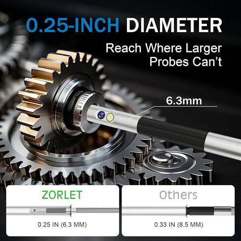 ZORLET Dual Lens Two-Way Articulating Borescope Camera with Light, 5" Inspection Camera Endoscope, 0.25in Slim Probe, Waterproof 5.0FT Snake Camera for Automotive, Mechanics & Engine Inspection in Kuwait