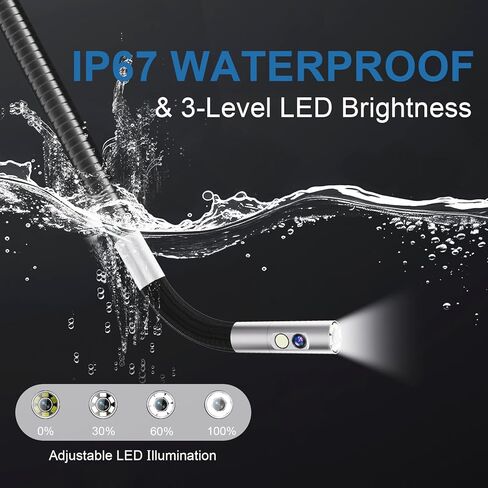 ZORLET Dual Lens Two-Way Articulating Borescope Camera with Light, 5" Inspection Camera Endoscope, 0.25in Slim Probe, Waterproof 5.0FT Snake Camera for Automotive, Mechanics & Engine Inspection in Kuwait