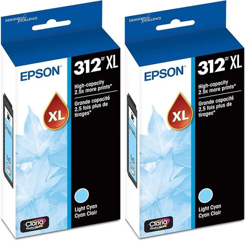 EPSON 312 Claria Photo HD Ink High Capacity Light Cyan Cartridge (T312XL520-S) Works with Expression Photo XP-8500, XP-8600, XP-8700, XP-15000 in Saudi Arabia