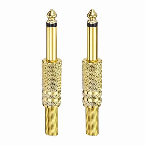 MECCANIXITY 5 Pcs 1/4" Audio TS Plug, 6.35mm Mono Male Plug Cable Connector, TS Male Audio Cable Adapter for Speaker, Microphone, Guitar, 3.11" Gold in Saudi Arabia