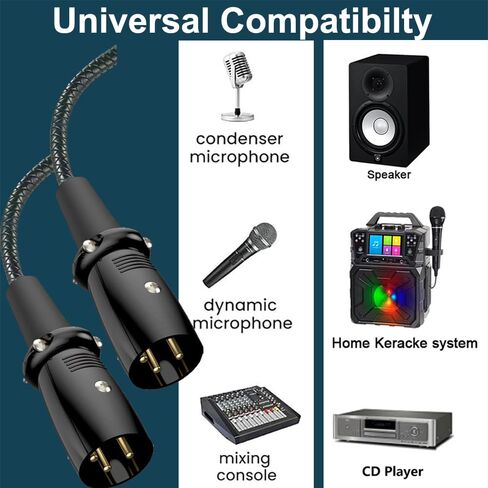 MysRuida 9.8ft XLR Microphone Cable, 3 Pin XLR Male to Male Balanced Shielded Audio Cable for MIC Mixer, Recording Studio, Podcast, Speaker Systems, CD Player in Kuwait