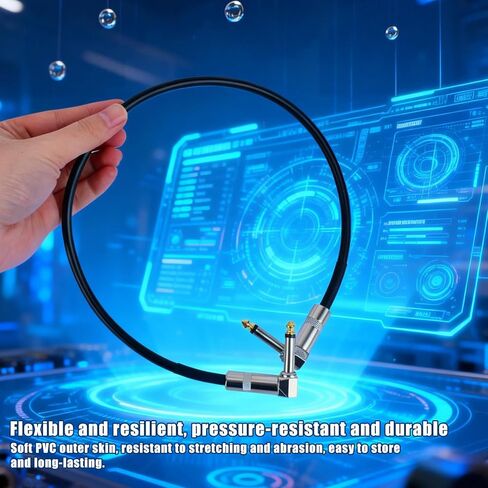 Goktvai 2 قطعة كابلات تصحيح أمبير الجيتار، 20 بوصة زاوية يمين رقعة جيتار كابل مساعد تأثير أداة توصيل لوحة الدواسة ملحقات أسلاك أداء خلاط الجهير الكهربائي in Kuwait