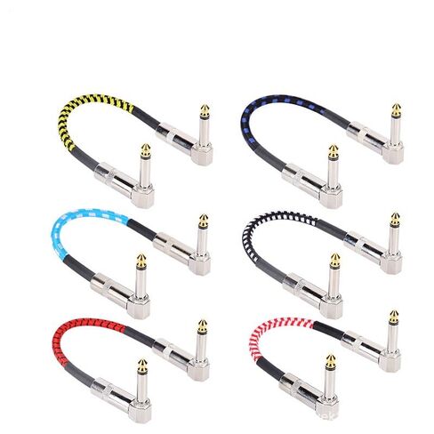AZOR Guitar Patch Cable 1/4 Inch 6-Pack Right Angle 5 Inch Auxiliary Plugs Instrument Woven Cable for Guitar Effect Pedaboard (Multicolored) in Kuwait