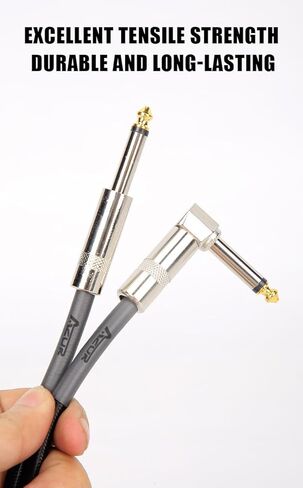 AZOR Guitar Patch Cable 1/4 Inch 6-Pack Right Angle 5 Inch Auxiliary Plugs Instrument Woven Cable for Guitar Effect Pedaboard (Multicolored) in Kuwait