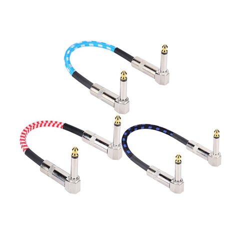AZOR Guitar Patch Cable 1/4 Inch 6-Pack Right Angle 5 Inch Auxiliary Plugs Instrument Woven Cable for Guitar Effect Pedaboard (Multicolored) in Kuwait