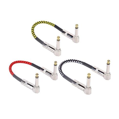 AZOR Guitar Patch Cable 1/4 Inch 6-Pack Right Angle 5 Inch Auxiliary Plugs Instrument Woven Cable for Guitar Effect Pedaboard (Multicolored) in Kuwait