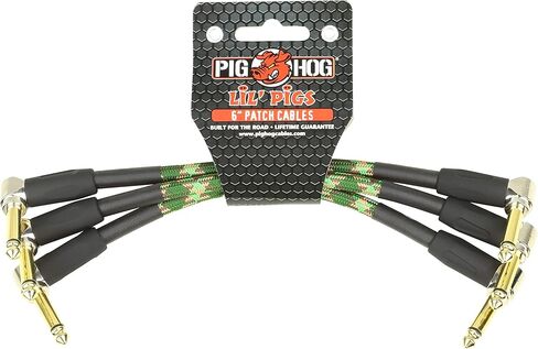 Pig Hog PHLIL6CF Lil' Pigs Right-Angle 1/4" Vintage Camoflauge Instrument Patch Cables, 6" (3 Pack) in Saudi Arabia