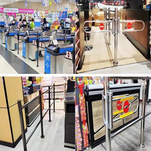 MSHOSAC Supermarket Cashier Counter Safety Gate - Spring-Loaded Automatic Swing Door for Warehouse & Mall Entry, One-Way Metal Closure, Black (55-80CM) in Saudi Arabia
