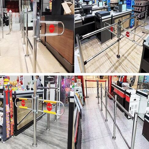 MSHOSAC Supermarket Cashier Counter Safety Gate - Spring-Loaded Automatic Swing Door for Warehouse & Mall Entry, One-Way Metal Closure, Black (55-80CM) in Saudi Arabia
