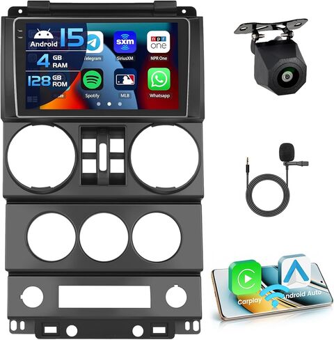 2+64G Android 13 CarPlay Car Stereo Radio for Jeep Wrangler 2007-2010 (4 Doors), 9'' HD Touch Screen Compatible with Android Auto, AHD Backup Camera, Mirror Link, GPS, WiFi, FM RDS in Saudi Arabia