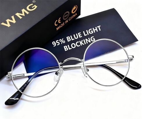WMG Round Blue Light Blocking Glasses - Retro Circle Computer Eyeglasses Anti Blue Light Lens in Kuwait
