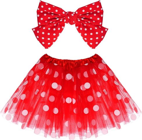 1Pcs Polka Dot Tutu Skirt for Girls with Hairbow Layer Tulle Dance Skirt Dress-Up Halloween Party Costumes in Saudi Arabia