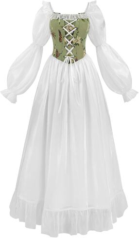 NSPSTT أبيض النهضة لباس النساء اللباس الخيالي لباس فيروس القرون الوسطى in Kuwait