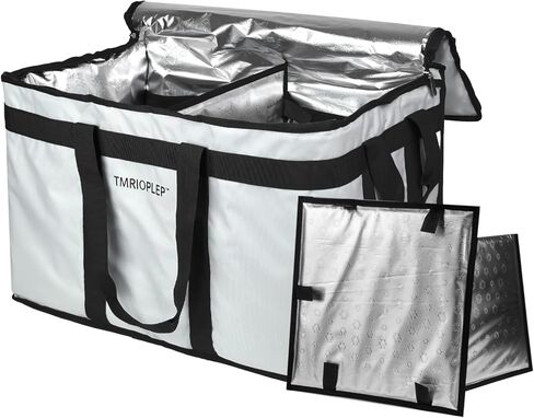 Tmrioplep Food Distribution Insulated Bag, Insulated Cold Meal Bag with Attached Bottom and Divider for Hot and Cold Food Outside (Partitioned, Grye) in Saudi Arabia