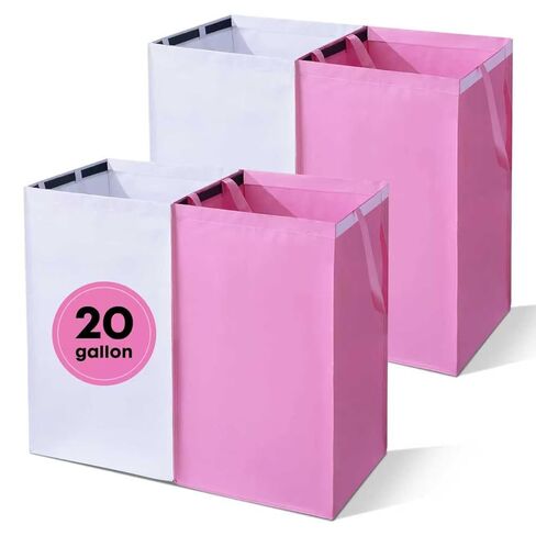 [4-Pack] 20 Gallon Pop Up Trash Cans for Parties – Disposable Trash Cans with Built-in Handles - Waterproof & Recyclable, Foldable, Portable Garbage Cans - Multipurpose for Laundry, Storage or Events in Saudi Arabia