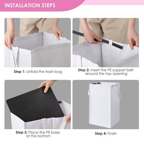 [4-Pack] 20 Gallon Pop Up Trash Cans for Parties – Disposable Trash Cans with Built-in Handles - Waterproof & Recyclable, Foldable, Portable Garbage Cans - Multipurpose for Laundry, Storage or Events in Saudi Arabia