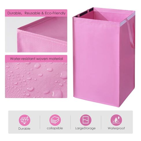 [4-Pack] 20 Gallon Pop Up Trash Cans for Parties – Disposable Trash Cans with Built-in Handles - Waterproof & Recyclable, Foldable, Portable Garbage Cans - Multipurpose for Laundry, Storage or Events in Saudi Arabia