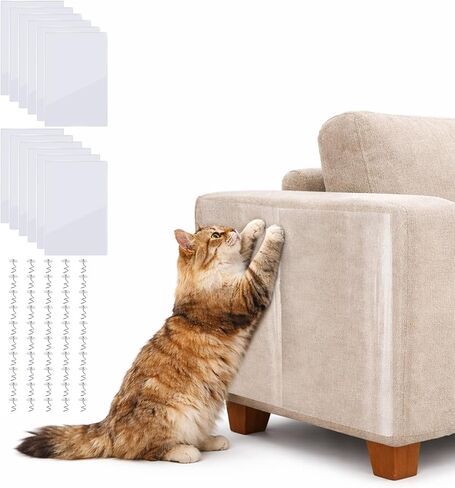 Anti Cat Scratch Furniture Protector - 12 Pack, mdzysj Clear Couch Protector from Cat Claws, Couch Guards for Cats, Sofa Shield Protectors from Cats Scratching. (12 Pcs +50 Pins) in Saudi Arabia