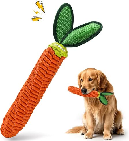 لعبة حبل الكلاب الجزرة Auscat ، لعبة شد حرب متينة مع Squeaker ، ألعاب التسنين المضفر للكلاب الصغيرة المتوسطة الكبيرة in Kuwait