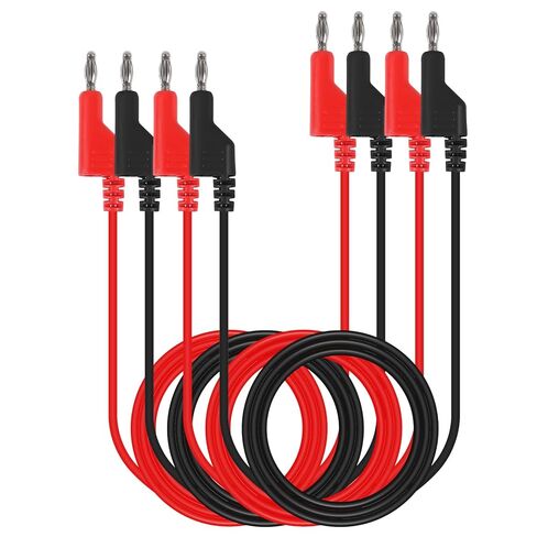 4PCS 4MM Stackable Banana to Banana Plug Test Leads Banana Plug Test Cables for Electrical Testing (2 Red and 2 Black) in Saudi Arabia