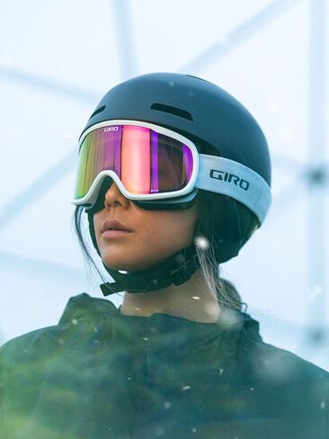 Giro Women's and Youth Moxie Ski and Snowboard Goggles - White/Grey Chute Strap with Grey Cobalt/Yellow Lenses in Saudi Arabia