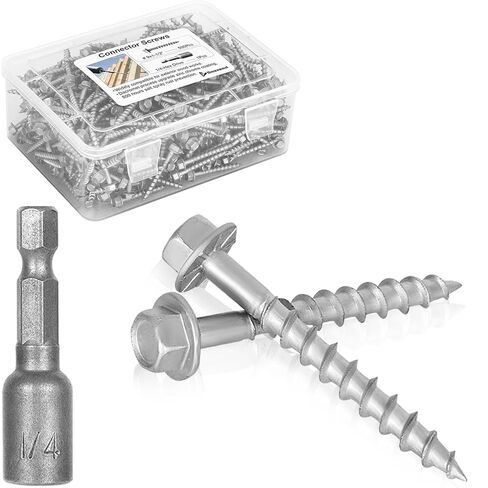 500 PCS #9 x 1-1/2" Joist Hanger Screws, 1/4" Hex Head with 0.370"-Dia Heavy-Duty Connector Screw Replace SD9112R500 and 10D Nails, Dacromet Coating & 1500 Hours Salt Spray Test in Saudi Arabia