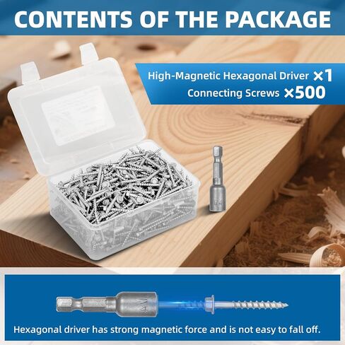 500 PCS #9 x 1-1/2" Joist Hanger Screws, 1/4" Hex Head with 0.370"-Dia Heavy-Duty Connector Screw Replace SD9112R500 and 10D Nails, Dacromet Coating & 1500 Hours Salt Spray Test in Saudi Arabia