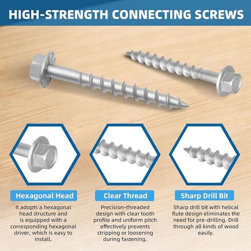 500 PCS #9 x 1-1/2" Joist Hanger Screws, 1/4" Hex Head with 0.370"-Dia Heavy-Duty Connector Screw Replace SD9112R500 and 10D Nails, Dacromet Coating & 1500 Hours Salt Spray Test in Saudi Arabia