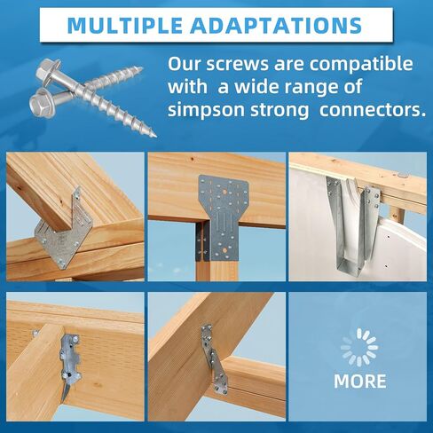 500 PCS #9 x 1-1/2" Joist Hanger Screws, 1/4" Hex Head with 0.370"-Dia Heavy-Duty Connector Screw Replace SD9112R500 and 10D Nails, Dacromet Coating & 1500 Hours Salt Spray Test in Saudi Arabia