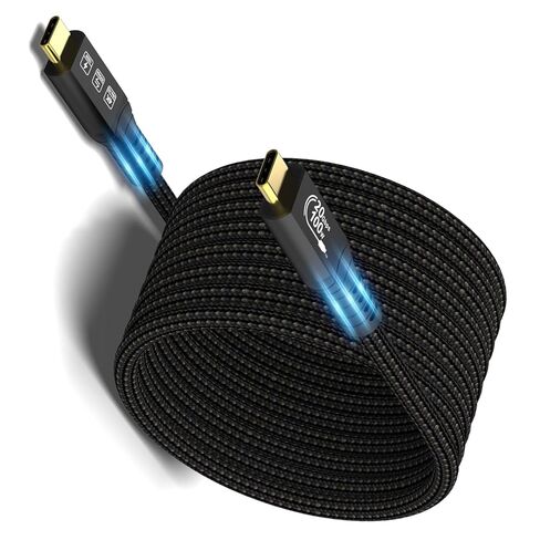 كابل USB C بطول 16.5 قدم 3.2 الجيل 2X2 20 جيجابت في الثانية، 5 متر نوع C 4K@60 هرتز UHD فيديو 5A/100W PD3.0 سلك شحن سريع مع علامة إلكترونية متوافقة مع شاشة Thunderbolt 3/4 MacBook Pro Galaxy Pixel Dell in Kuwait
