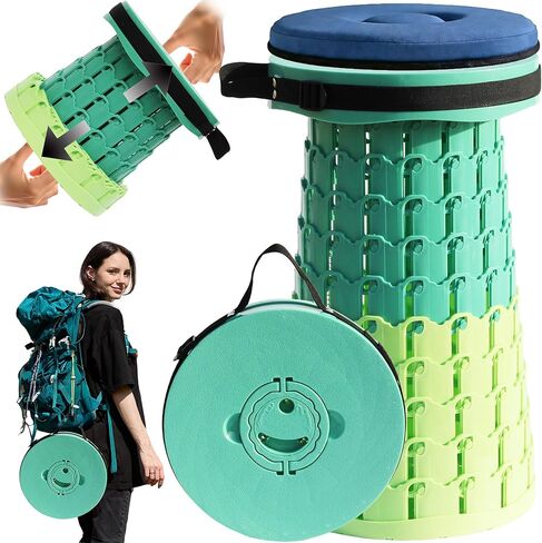 2026 Upgraded XXL Collapsible Stool with Thick Cushion,19.7"H-11.8"D Telescoping Folding Stool for Adults, More Sturdy Camping Stools with Load Capacity 1000lbs for Outdoor,Garden,Fishing,Hiking in Saudi Arabia