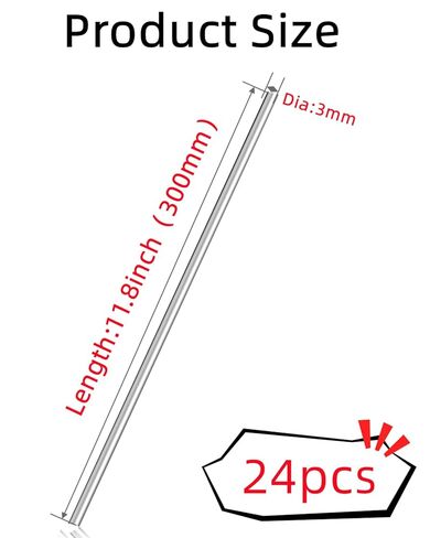 Molutjin 24Pcs 304 Stainless Steel Round Rod, 3mm x 300 mm Metal Solid Shaft Rods, Lathe Bar Stock for DIY Crafts Model Car Helicopter Airplane in Saudi Arabia
