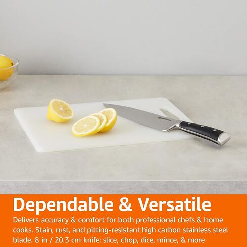 Amazon Basics Classic 8-inch Full Tang Stainless Steel Chef's Knife with Three Rivets, Silver in Saudi Arabia