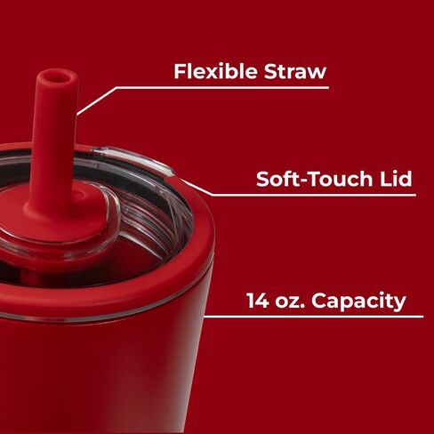HydroJug Everyday Tumbler 14 oz – Ceramic-Lined Insulated Tumbler with Straw and Soft-Touch Lid, Cup Holder Friendly, Double-Wall Vacuum Insulation, Reusable Travel Cup – Alumni Red in Saudi Arabia