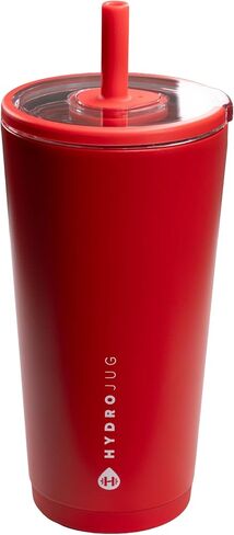 HydroJug Everyday Tumbler 14 oz – Ceramic-Lined Insulated Tumbler with Straw and Soft-Touch Lid, Cup Holder Friendly, Double-Wall Vacuum Insulation, Reusable Travel Cup – Alumni Red in Saudi Arabia