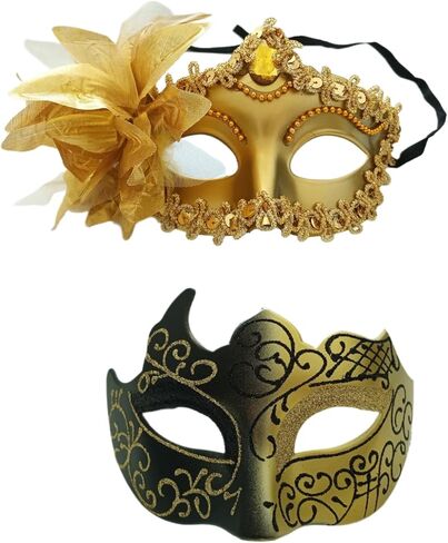 Black Couples Masquerade Mask set Gothic venetian masks for Valentine Party carnival mask mardi gras mask in Kuwait