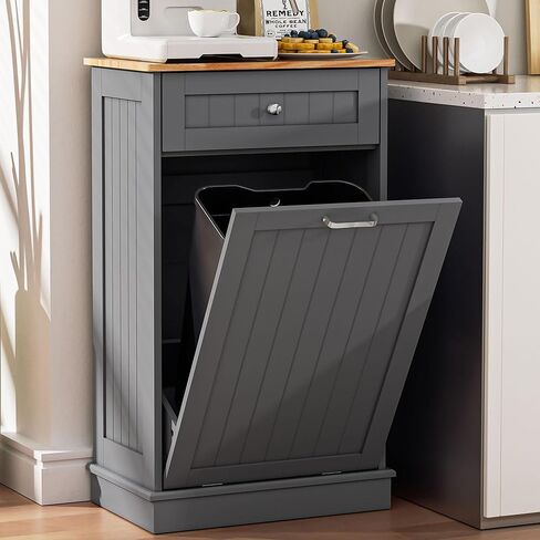 Spurgehom 13 Gallons Tilt Out Trash Can Cabinet Hidden Kitchen Trash Can Freestanding Garbage Recycling Cabinet with Hideaway Drawer Pet Proof Trash Can Holder for Kitchen Living Room, White in Saudi Arabia