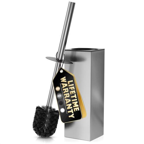 Stainless Steel Toilet Brush and Holder Set Gold & Square Design - Corrosion and Scratch-Resistant Gold Toilet Brush and Holder Set with Splash Protection - for Deep & Effective Bathroom Cleaning in Kuwait