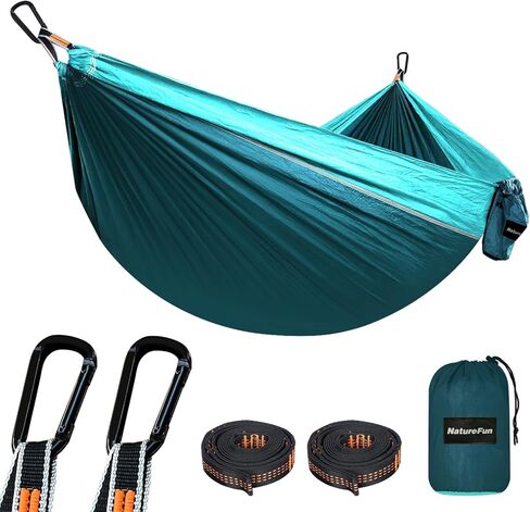 Ultra-Light Travel Camping Hammock | 300kg Load Capacity,(275 x 140 cm) Breathable,Quick-Drying Parachute Nylon | 2 x Premium Carabiners,2 x Nylon Slings Included | Outdoor Indoor Garden in Saudi Arabia