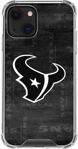 حافظة هاتف Skinit الشفافة متوافقة مع iPhone 13 - تصميم باللونين الأبيض والأسود مرخص رسميًا من NFL Houston Texans in Saudi Arabia