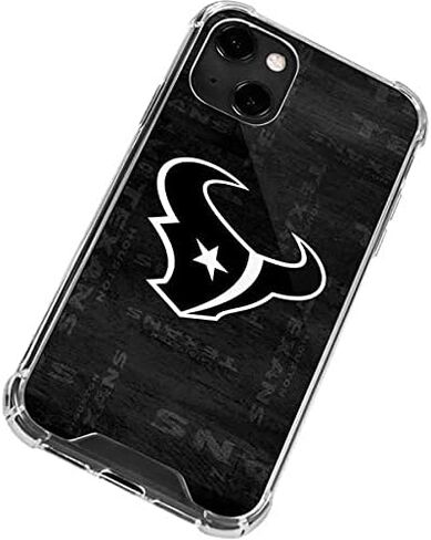 حافظة هاتف Skinit الشفافة متوافقة مع iPhone 13 - تصميم باللونين الأبيض والأسود مرخص رسميًا من NFL Houston Texans in Saudi Arabia