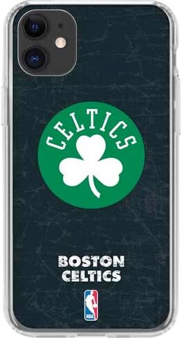 حافظة هاتف Skinit الشفافة متوافقة مع iPhone 11 - تصميم شعار ثانوي أسود مرخص رسميًا من NBA Boston Celtics in Saudi Arabia