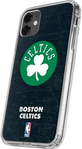 حافظة هاتف Skinit الشفافة متوافقة مع iPhone 11 - تصميم شعار ثانوي أسود مرخص رسميًا من NBA Boston Celtics in Saudi Arabia