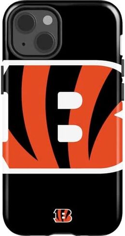 حافظة هاتف Skinit Impact متوافقة مع iPhone 14 - تصميم أسود وأبيض مرخص رسميًا من NFL Cincinnati Bengals in Saudi Arabia