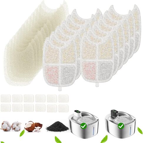 8 Pack Filters Replacement Filters for FS10 Plus, with 32 Pack Pre-Filter Sponges & 8 Pump Filter, 6 Layer Filters, Pet Drinking Fountain for 138 fl oz/4.1L FS10 Plus in Saudi Arabia